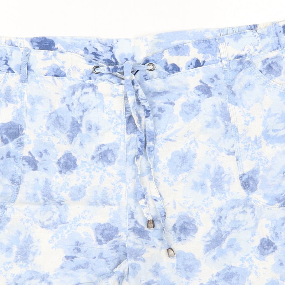 Preworn Womens Blue Floral  Bermuda Shorts Size 38 in