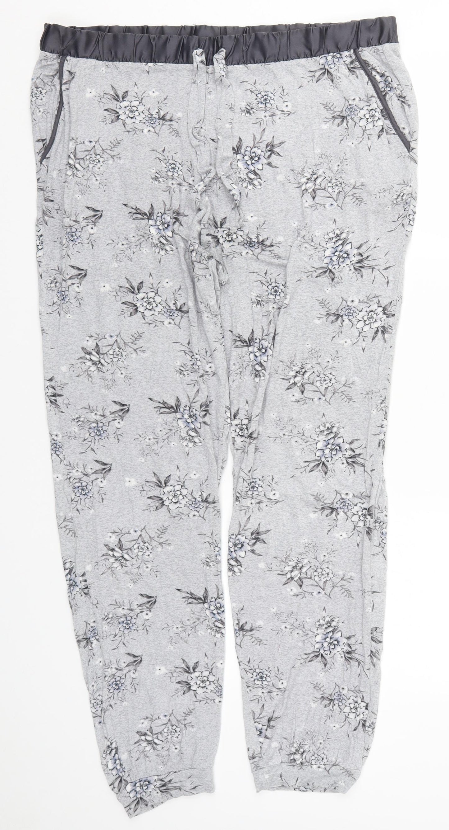 Preworn Womens Grey Floral  Trousers  Size 36 in L28 in - Pyjama Pants