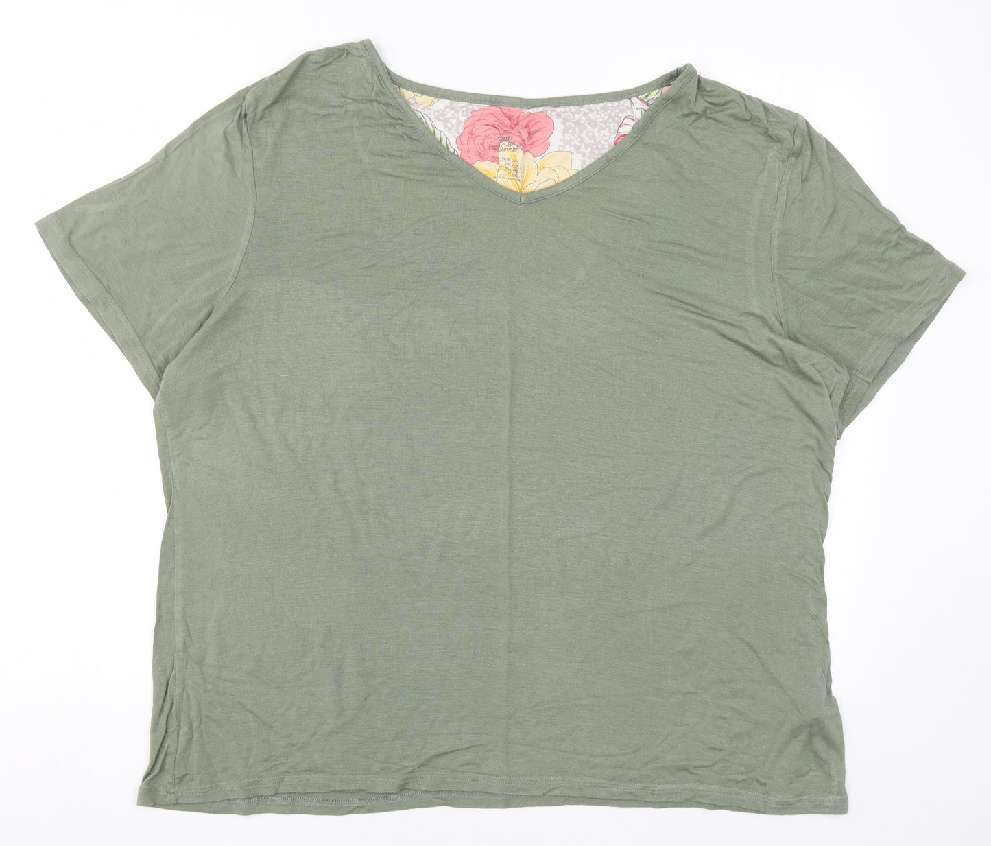 Primark Womens Green Solid  Top Pyjama Top Size 18