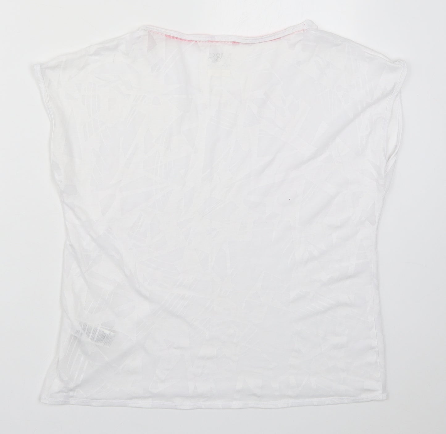 Marks and Spencer Womens White Geometric  Basic T-Shirt Size 14