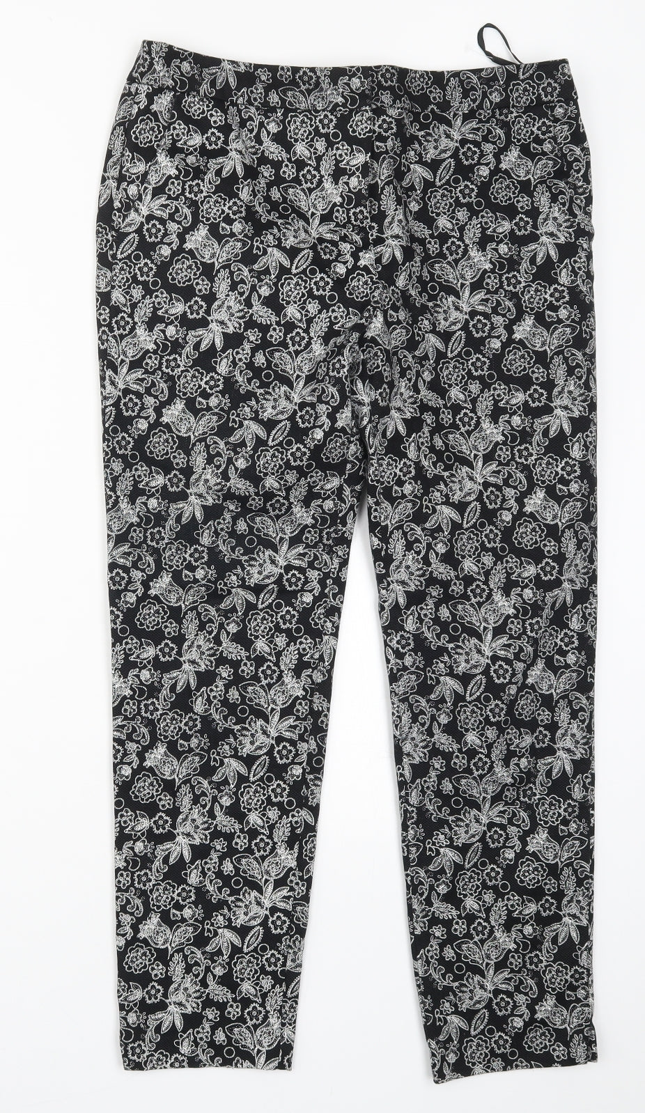TU Womens Black Floral  Trousers  Size 10 L25.5 in