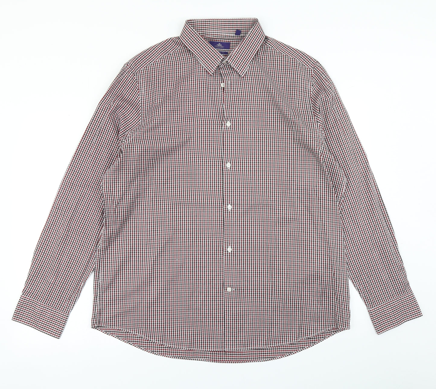 NEXT Mens Red Plaid   Dress Shirt Size 17.5