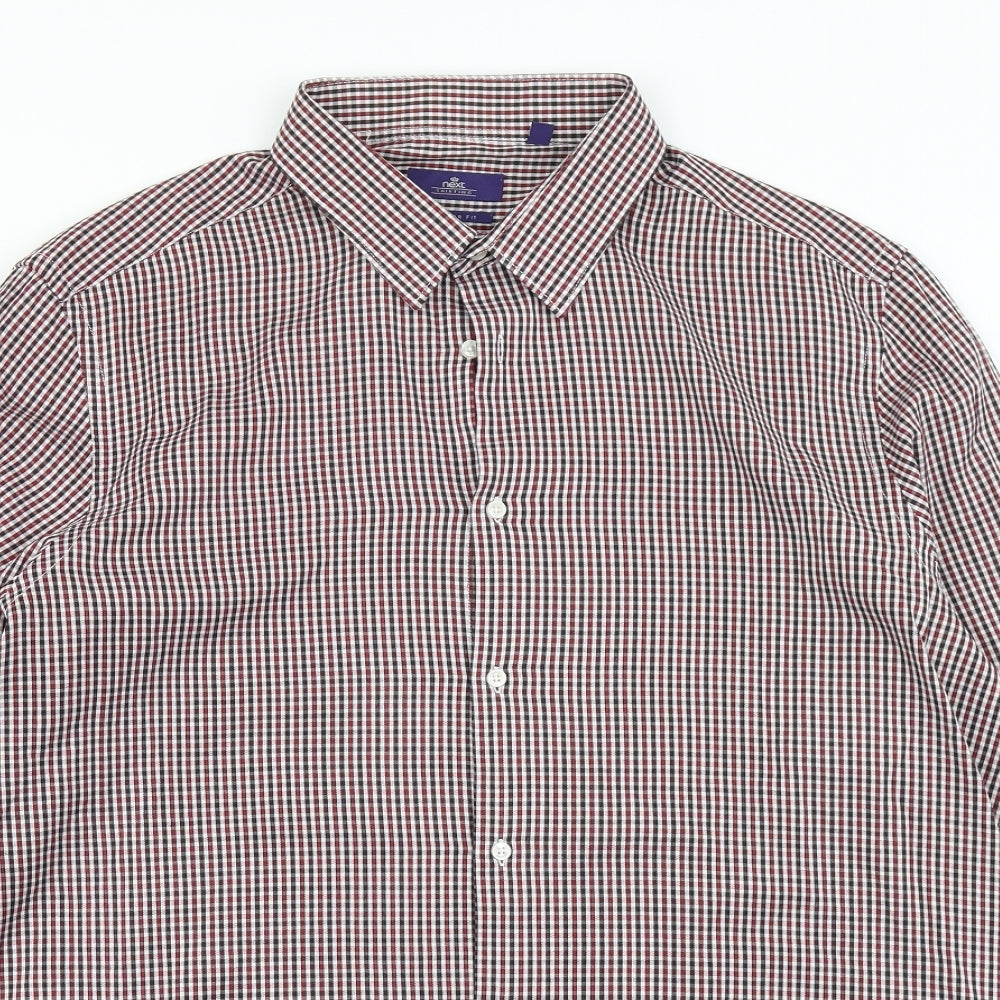 NEXT Mens Red Plaid   Dress Shirt Size 17.5