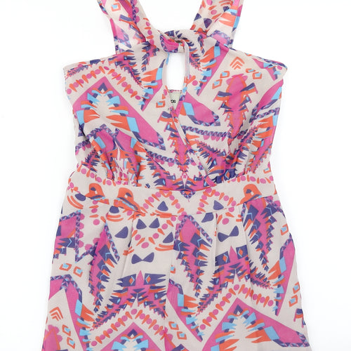 ASOS Womens Pink Geometric  Playsuit One-Piece Size 8