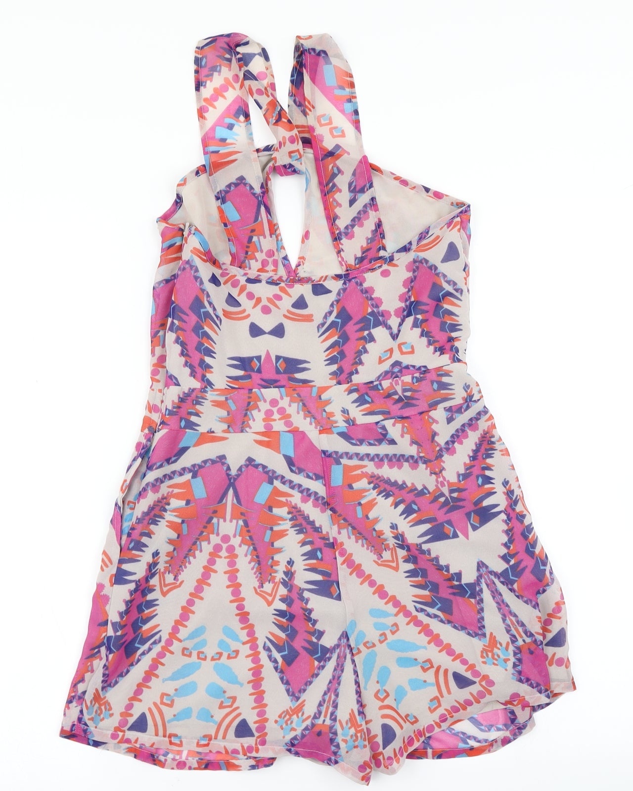 ASOS Womens Pink Geometric  Playsuit One-Piece Size 8