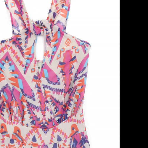 ASOS Womens Pink Geometric  Playsuit One-Piece Size 8