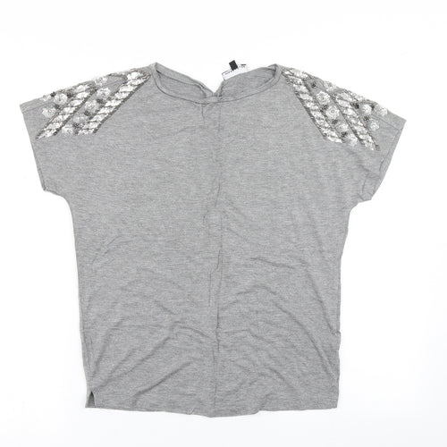 Warehouse Womens Grey   Basic T-Shirt Size 6