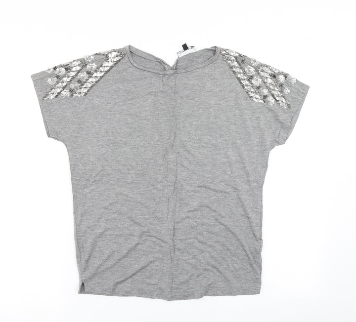 Warehouse Womens Grey Basic T-Shirt Size 6