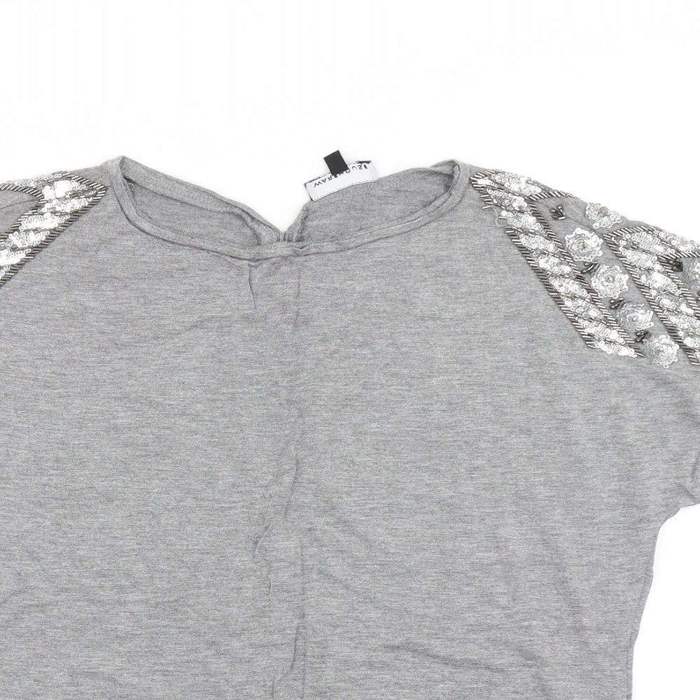 Warehouse Womens Grey   Basic T-Shirt Size 6