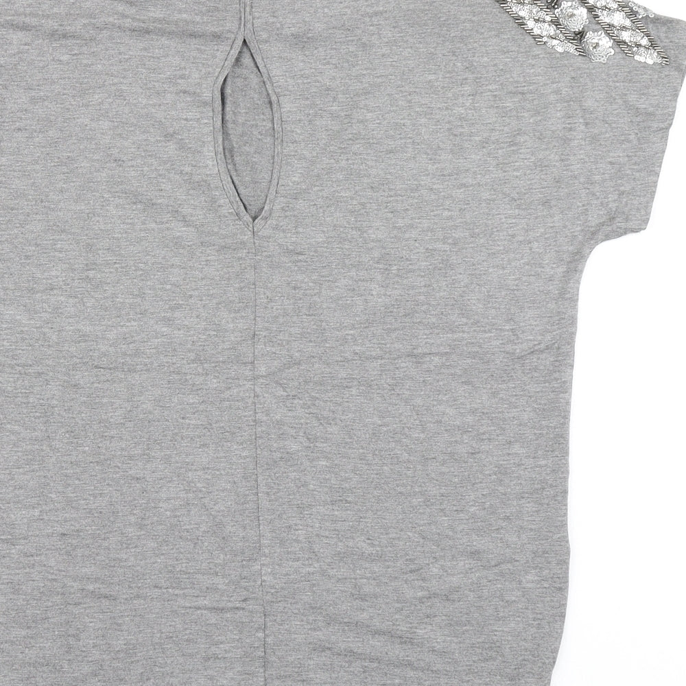 Warehouse Womens Grey   Basic T-Shirt Size 6