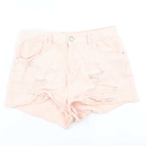 Denim Co Womens Pink  Denim Hot Pants Shorts Size 8 - Distressed