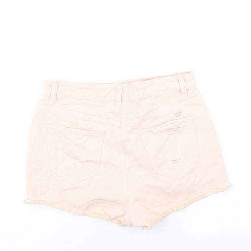 Denim Co Womens Pink  Denim Hot Pants Shorts Size 8 - Distressed
