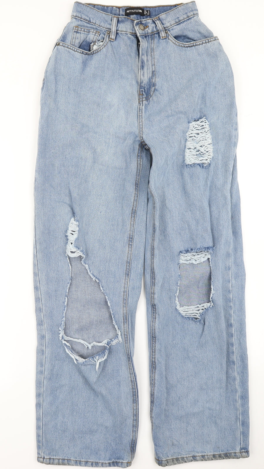 PRETTYLITTLETHING Womens Blue  Denim Straight Jeans Size 8 L29 in