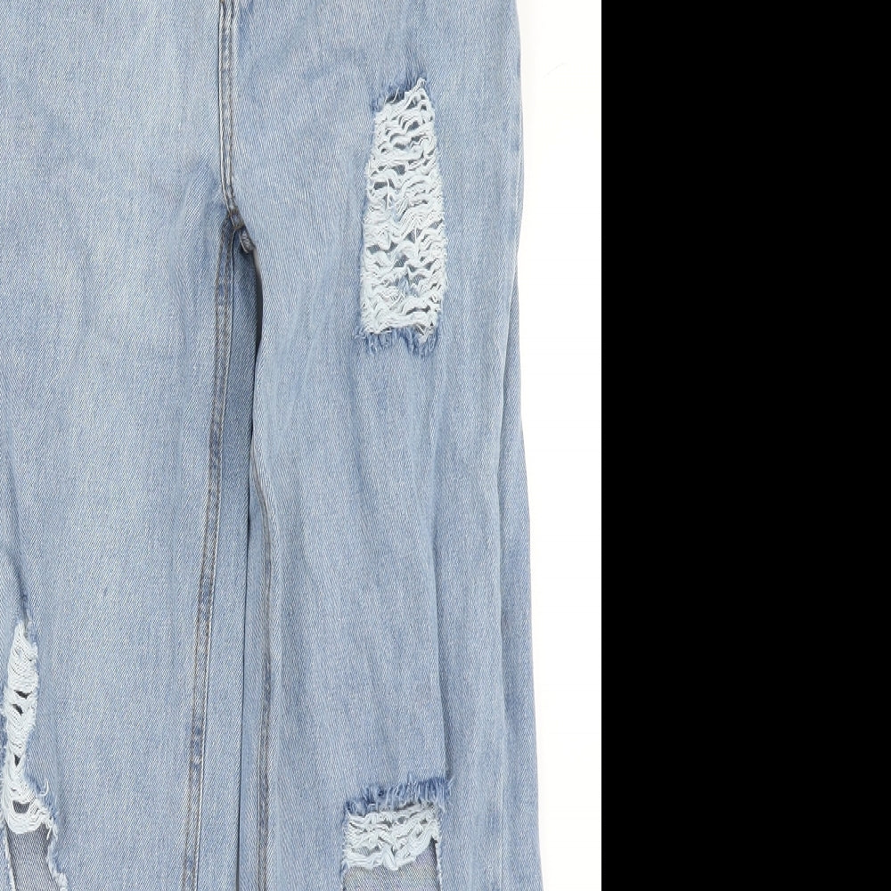 PRETTYLITTLETHING Womens Blue  Denim Straight Jeans Size 8 L29 in