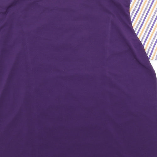 Teo Womens Purple Striped  Basic T-Shirt Size XL