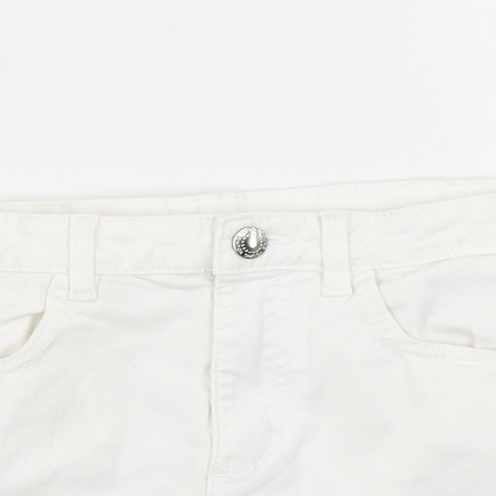 H&M Girls White  Denim Hot Pants Shorts Size 11-12 Years