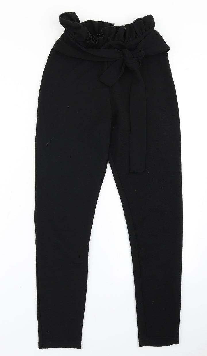 PRETTYLITTLETHING Womens Black   Dress Pants Trousers Size 6 L25 in - Papaerbag Waist