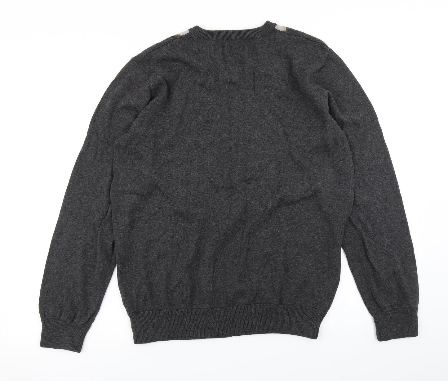 Burton Mens Grey Argyle/Diamond Knit Pullover Jumper Size M