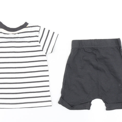 Nutmeg Boys Grey Striped  Shorts Set Outfit/Set Size 9-12 Months  - Zebra