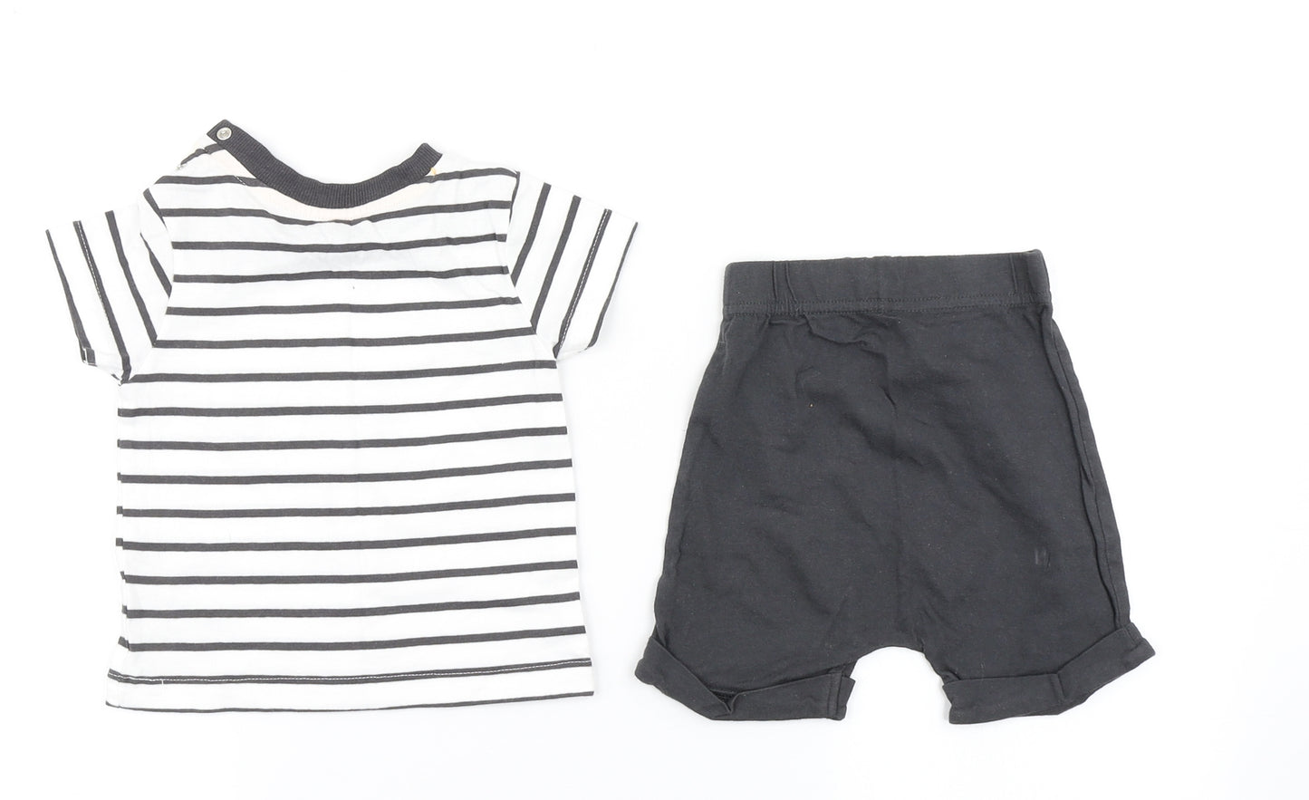 Nutmeg Boys Grey Striped  Shorts Set Outfit/Set Size 9-12 Months  - Zebra