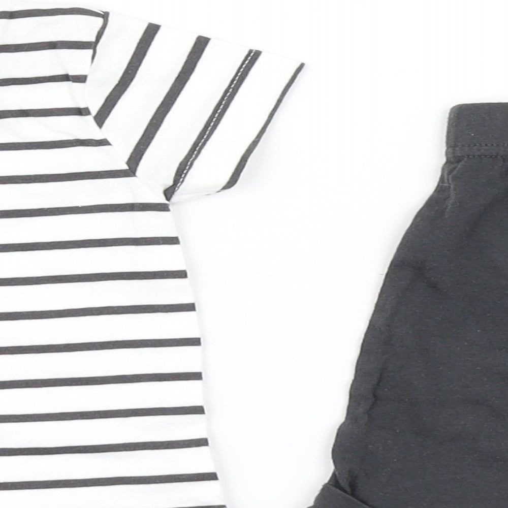 Nutmeg Boys Grey Striped  Shorts Set Outfit/Set Size 9-12 Months  - Zebra