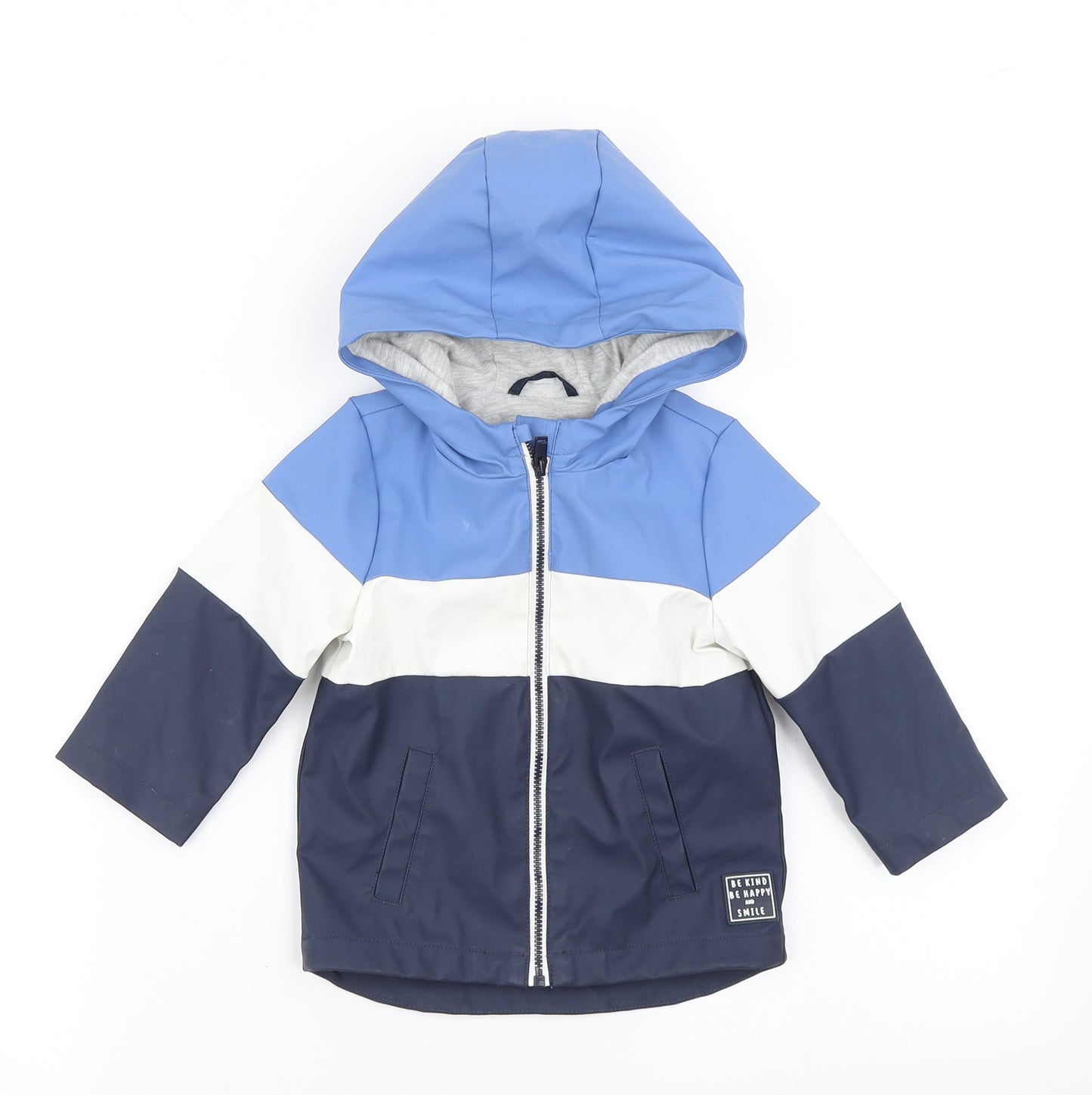 F&F Boys Blue Colourblock  Rain Coat Coat Size 9-12 Months