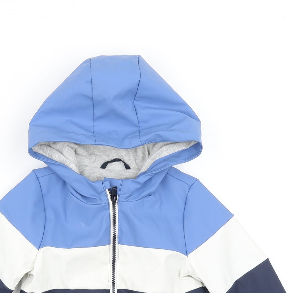 F&F Boys Blue Colourblock  Rain Coat Coat Size 9-12 Months