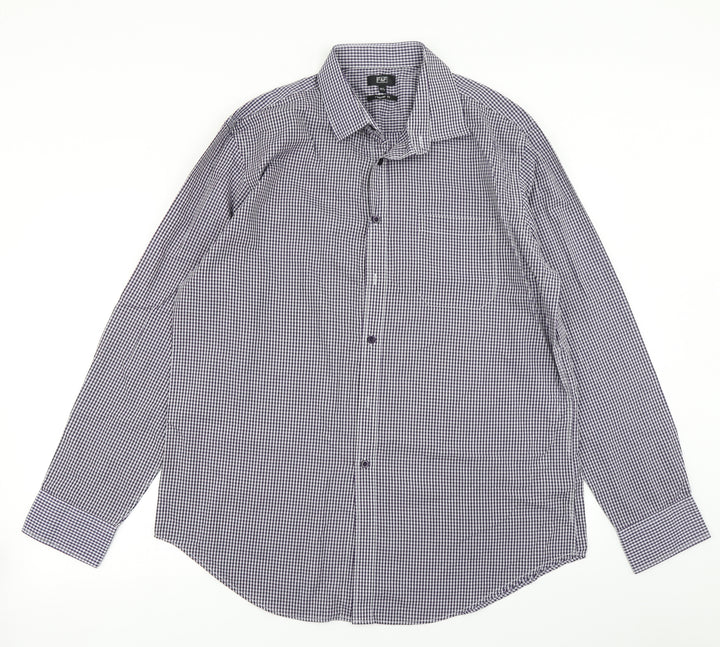 F&F Mens Purple Plaid Button-Up Size 16.5