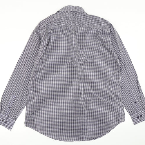 F&F Mens Purple Plaid   Button-Up Size 16.5