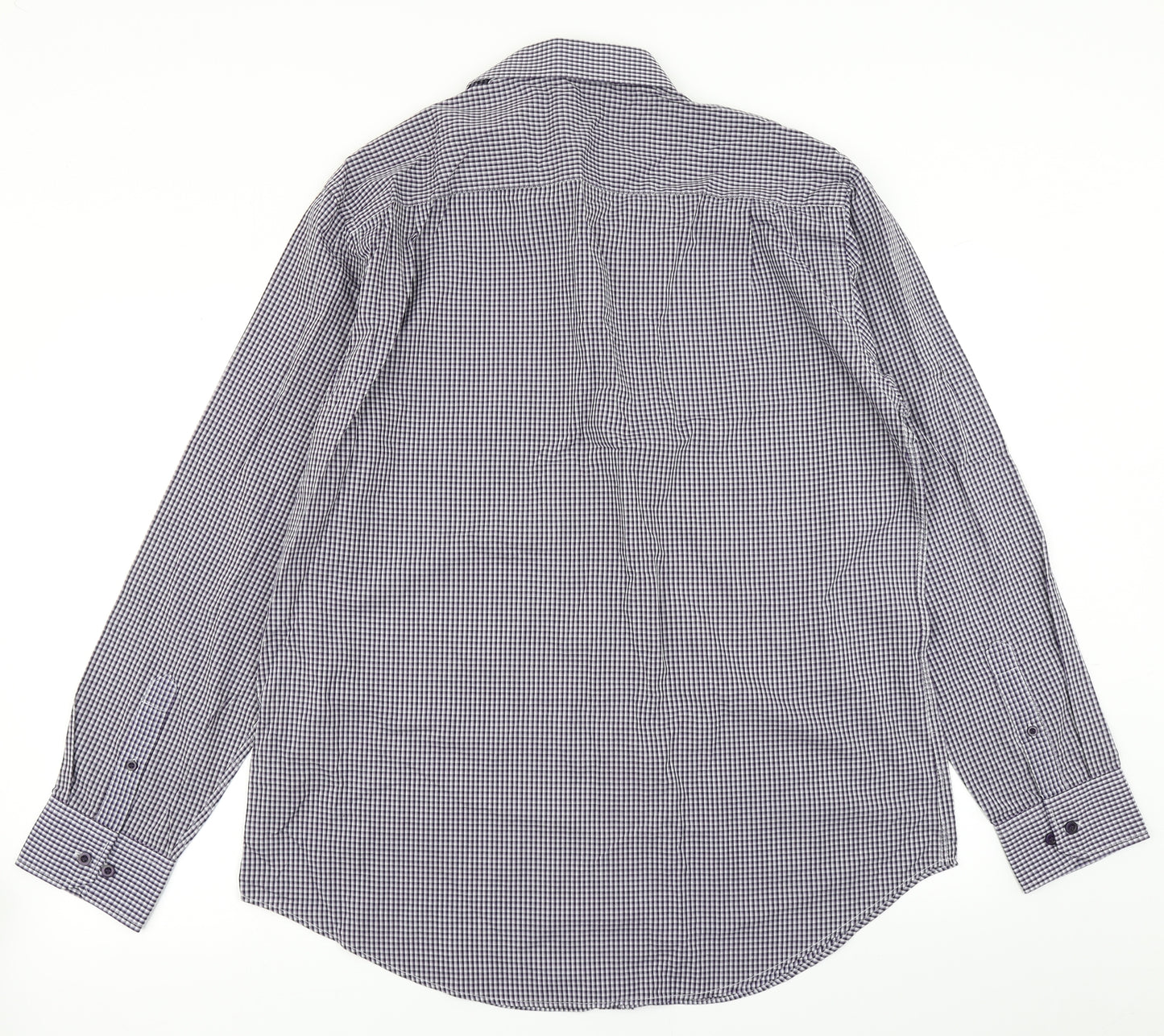 F&F Mens Purple Plaid   Button-Up Size 16.5