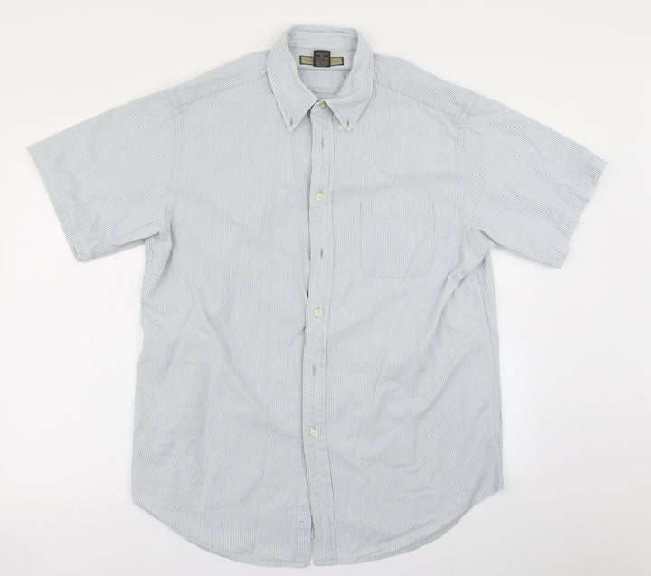 Naturalife Mens Blue Striped Button-Up Size L