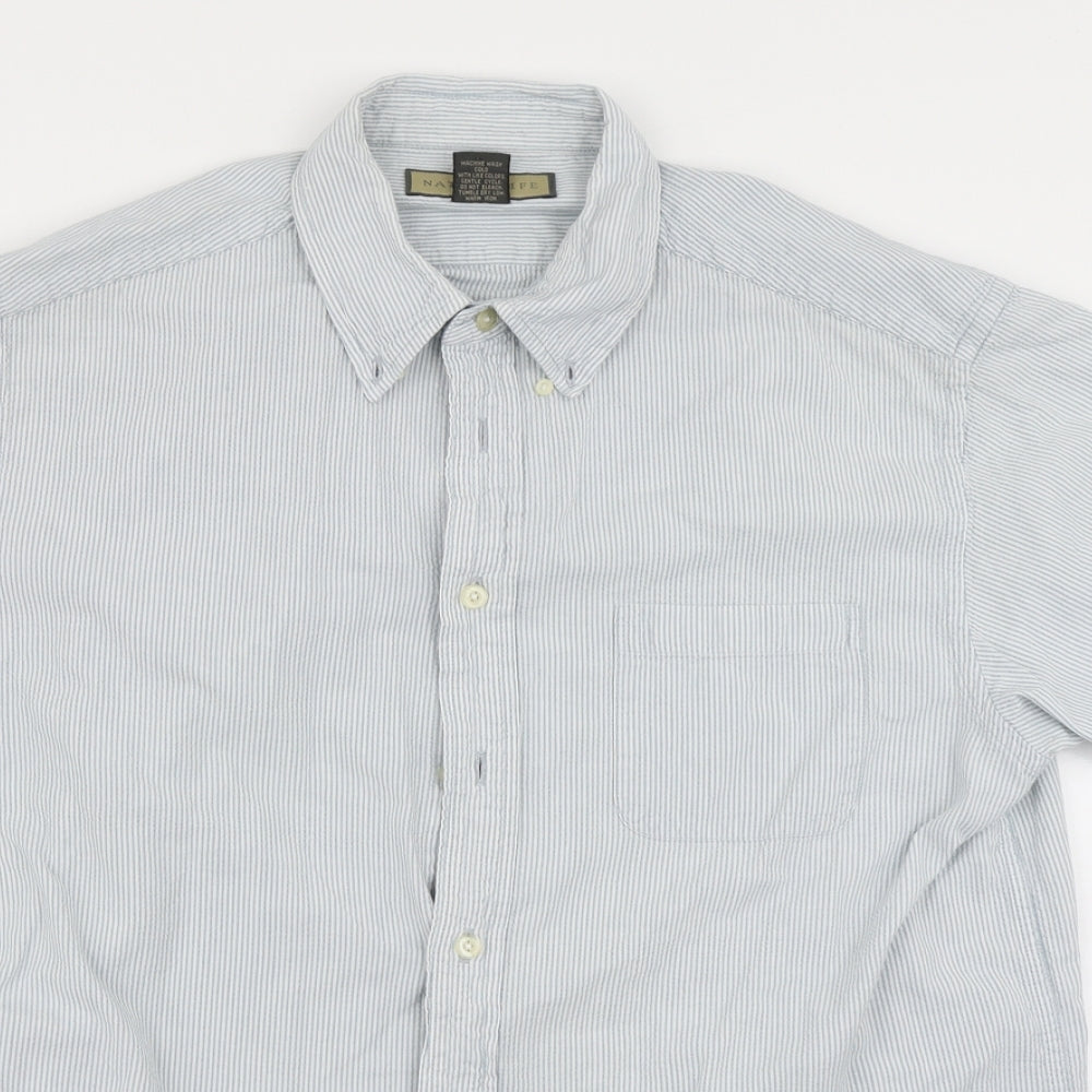 Naturalife Mens Blue Striped   Button-Up Size L