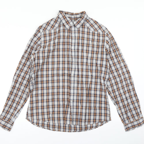 New Look Mens Brown Plaid   Button-Up Size L