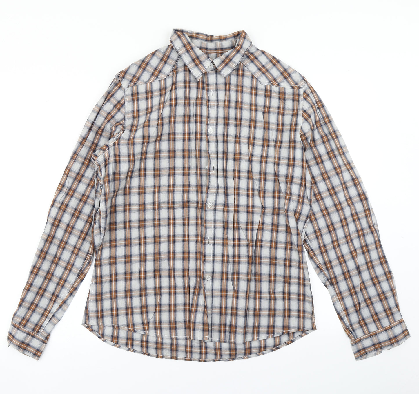 New Look Mens Brown Plaid   Button-Up Size L