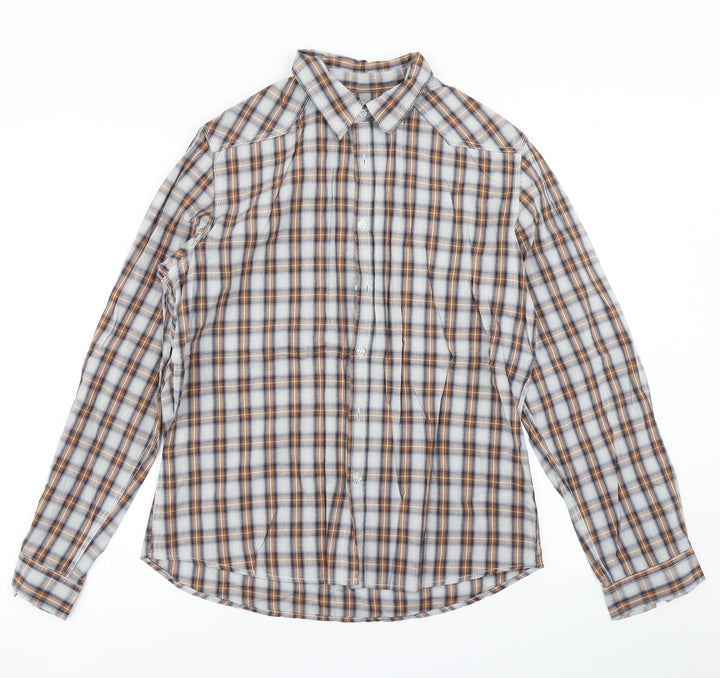 New Look Mens Brown Plaid   Button-Up Size L