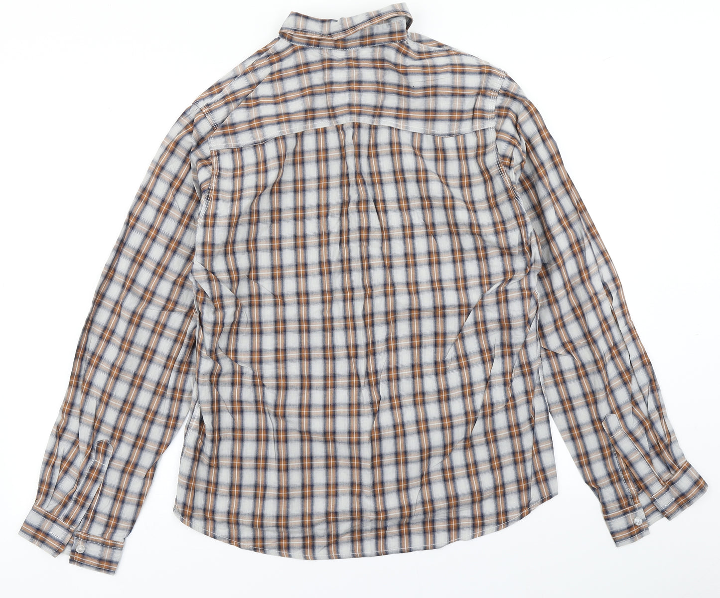 New Look Mens Brown Plaid   Button-Up Size L