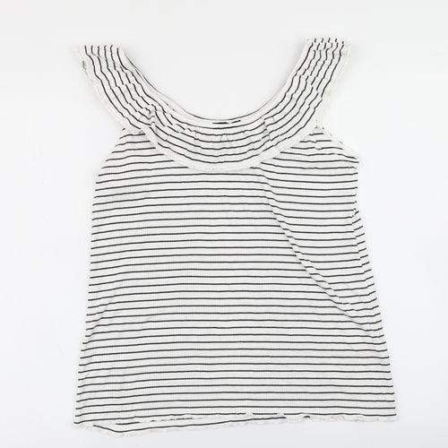 Dorothy Perkins Womens White Striped  Basic T-Shirt Size 16  - Lettuce Edging