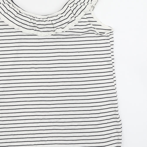 Dorothy Perkins Womens White Striped  Basic T-Shirt Size 16  - Lettuce Edging