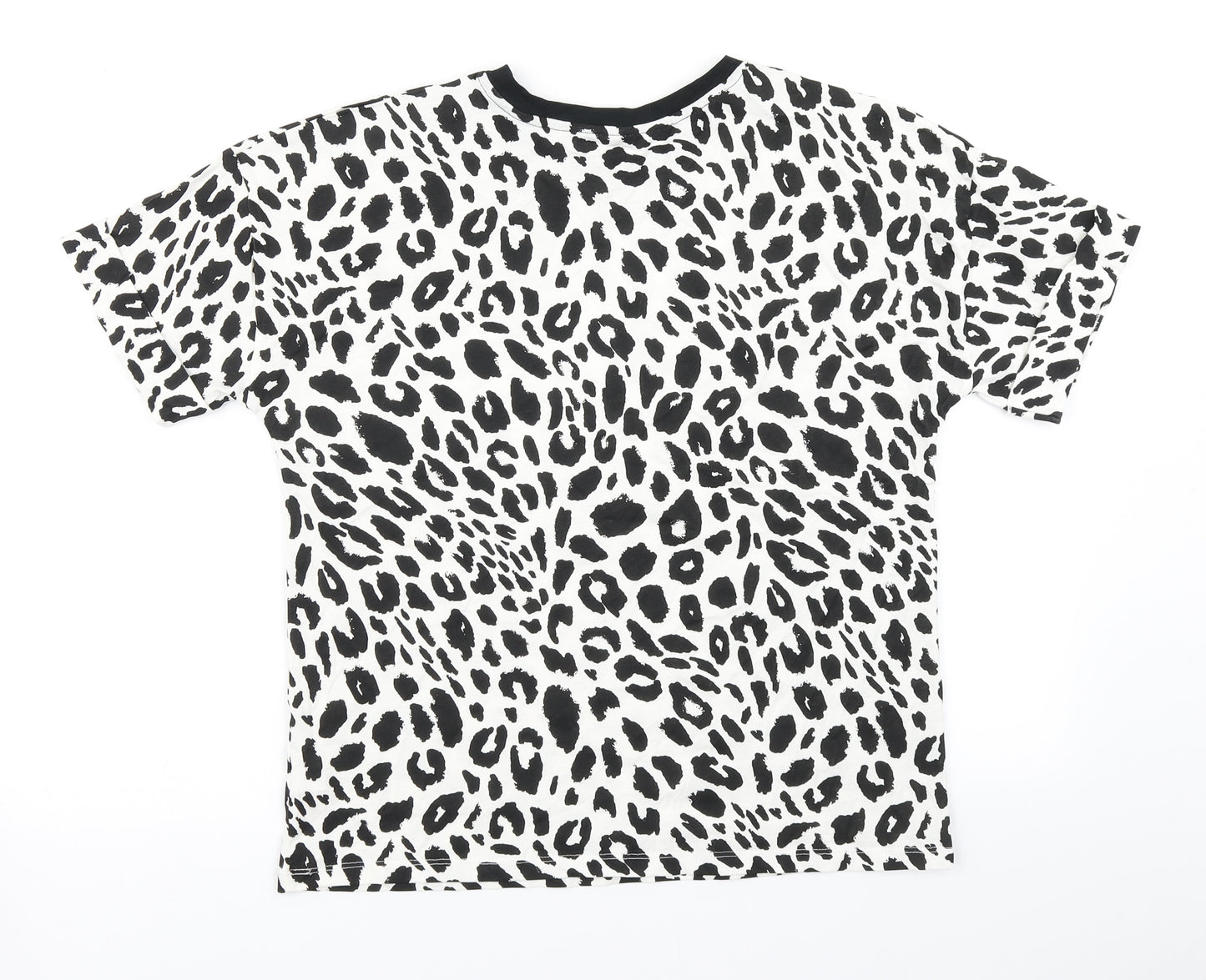 F&F Womens Black Animal Print  Basic T-Shirt Size 10