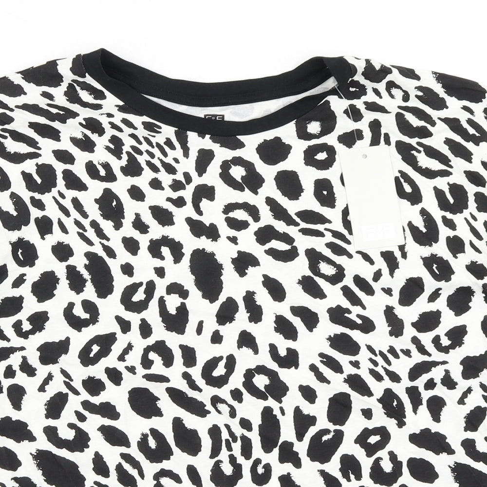 F&F Womens Black Animal Print  Basic T-Shirt Size 10