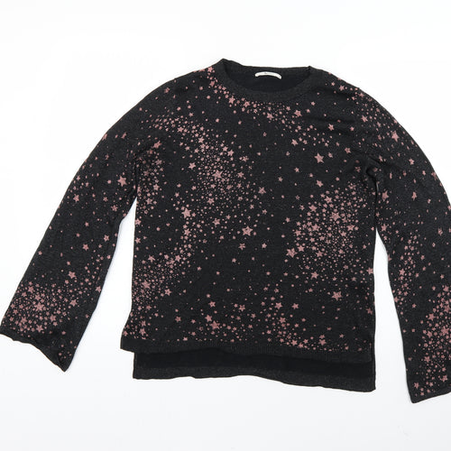 TU Womens Black Geometric  Pullover Jumper Size 14