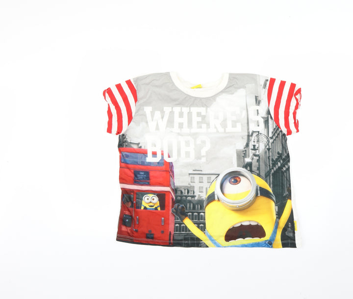 Minions Boys Multicoloured Geometric  Basic T-Shirt Size M