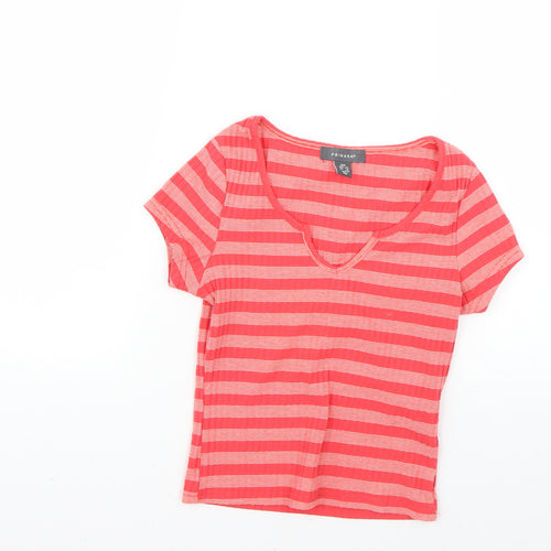 Primark Womens Red Striped  Basic T-Shirt Size 4