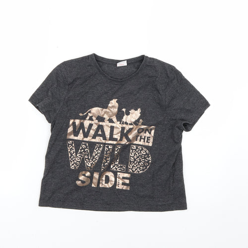 Lion King Girls Grey   Basic T-Shirt Size 11-12 Years