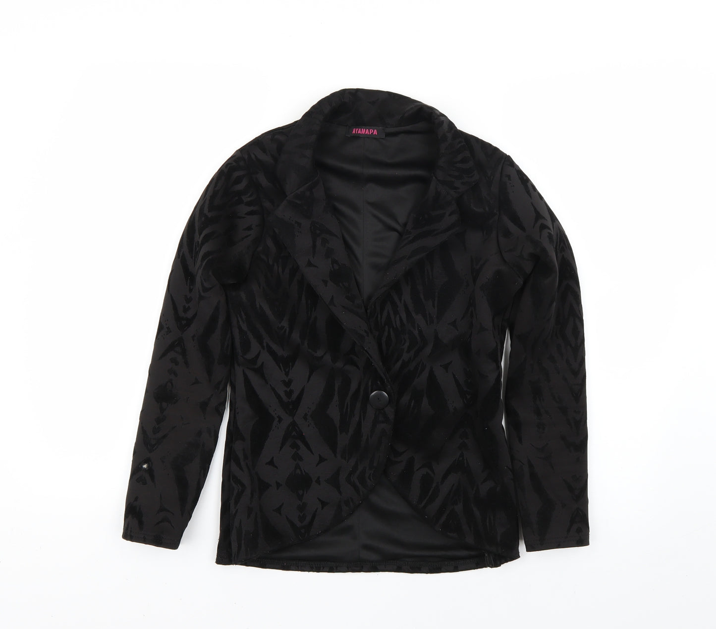 ayanapa Womens Black Animal Print  Jacket Blazer Size 10
