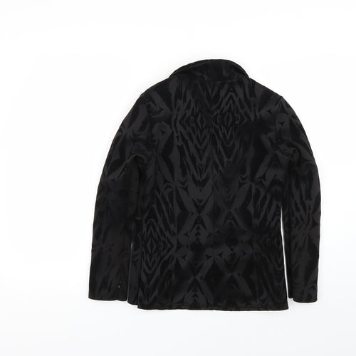 ayanapa Womens Black Animal Print  Jacket Blazer Size 10