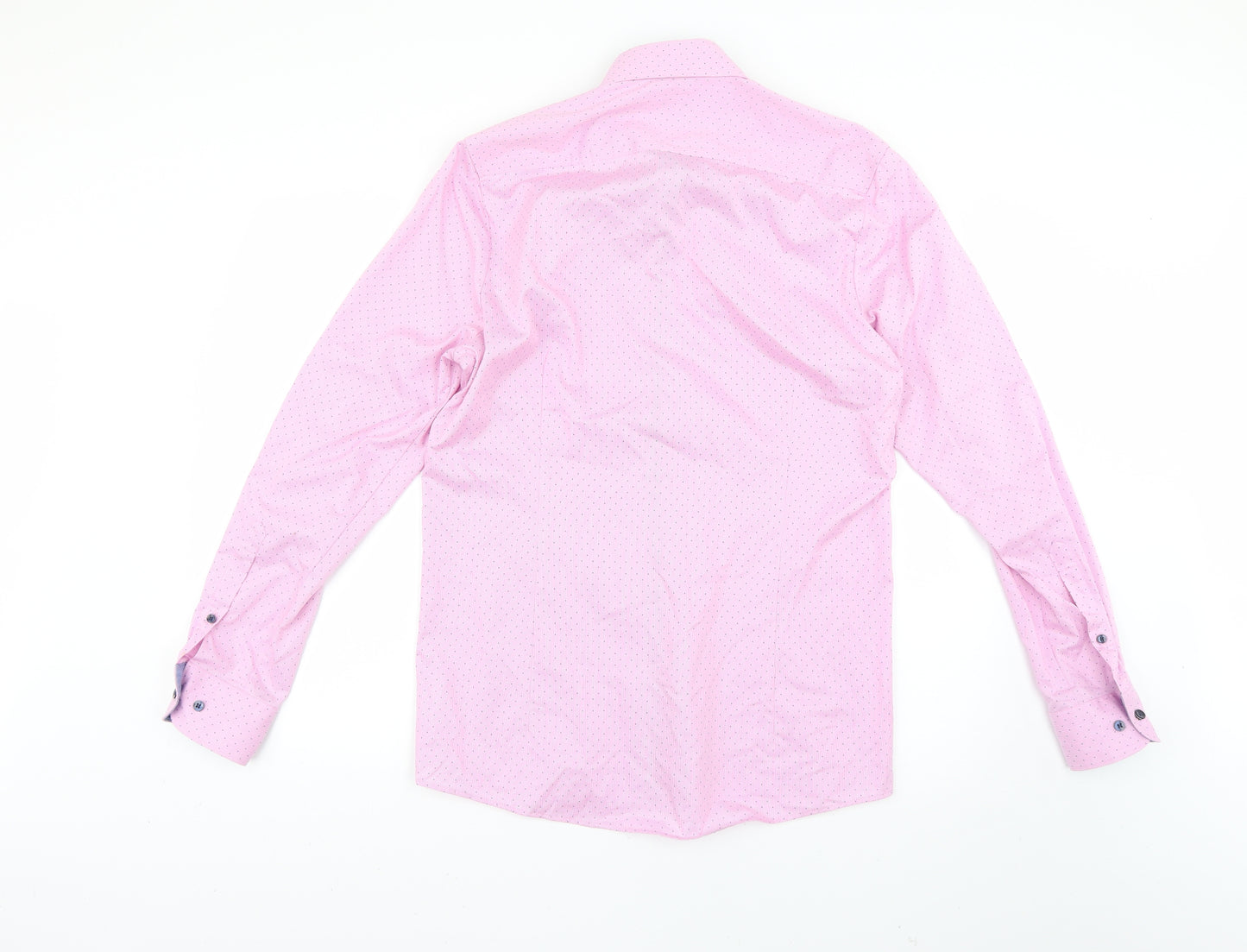 Olymp Mens Pink Polka Dot   Dress Shirt Size 15.5