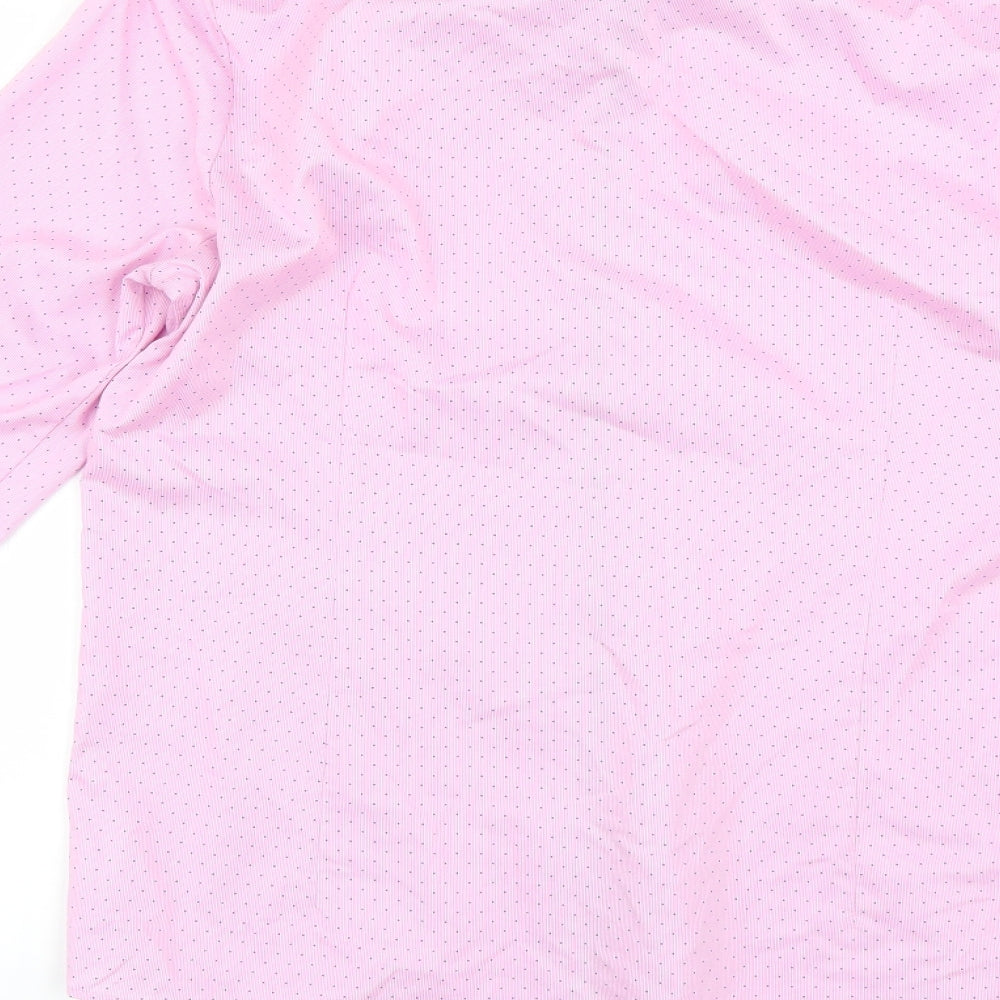 Olymp Mens Pink Polka Dot   Dress Shirt Size 15.5