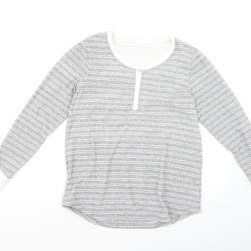 Preworn Womens Grey Striped  Babydoll Pyjama Top Size S