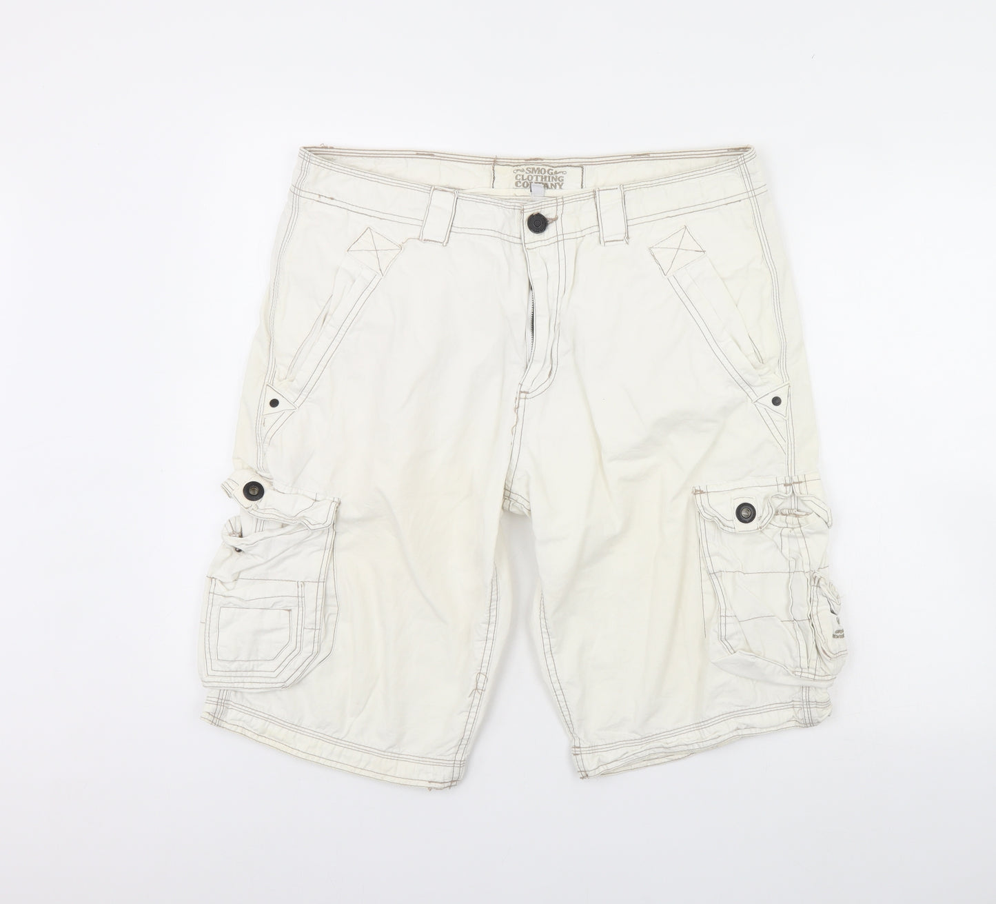 Smog Mens Ivory   Chino Shorts Size XL